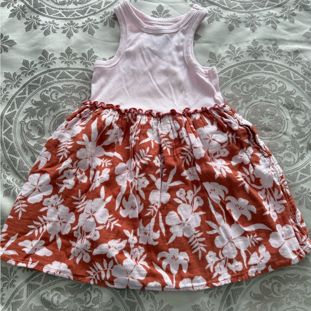 Cat & Jack Light Pink Tank Dress with Orange Floral Skirt